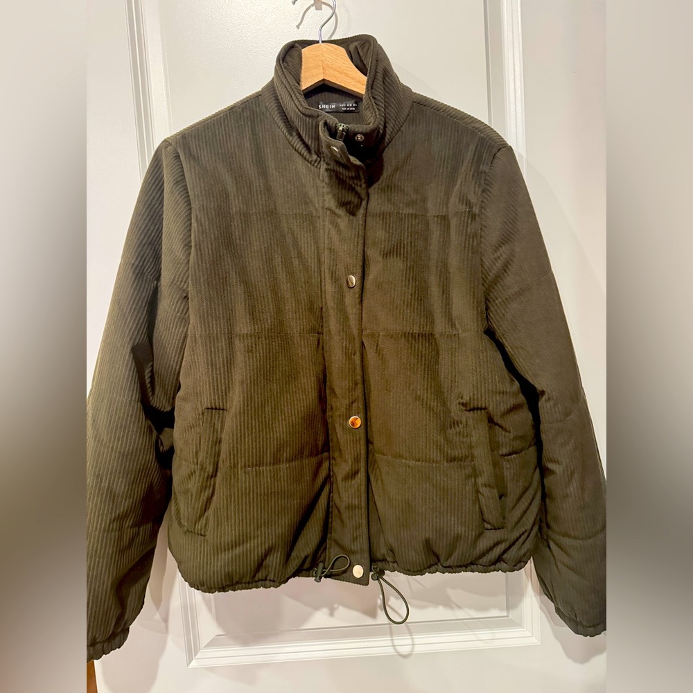 Olive green Bomber puffer jacket